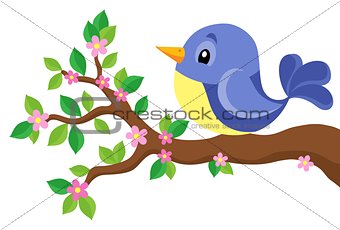 Stylized bird on spring branch theme 1