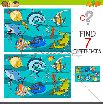 differences game with fish characters