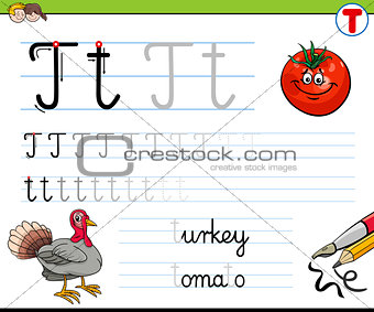 how to write letter T worksheet for kids