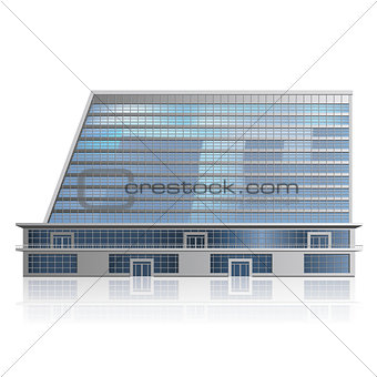 detached multistory office building, business center with reflec