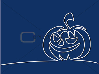 Continuous line drawing of Halloween pumpkin