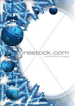 Christmas Background with Baubles and Branches