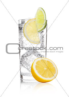 Glass of sparkling water soda drink lemonade