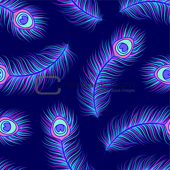 pattern with colorful peacock feathers