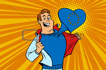 happy man fan, the European Union heart