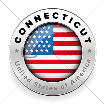 Connecticut Usa flag badge button