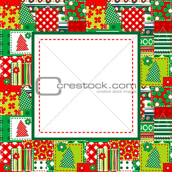 Christmas frame with sewed elements