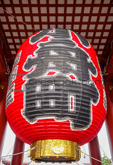 Lantern in Kaminarimon gate, Senso-ji temple, Tokyo, Japan