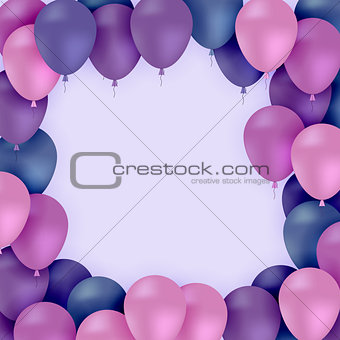 Colored balloons on purple background Vector