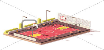 Vector low poly basketball court