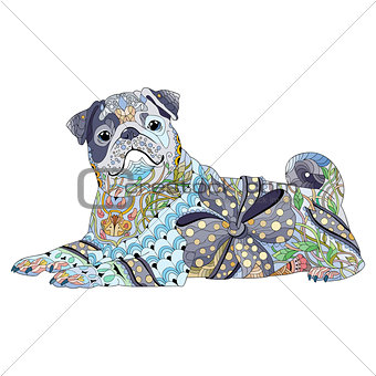 Zentangle stylized dog. Hand drawn decorative vector illustration