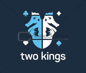 Two seahorse kings vector logo