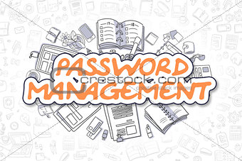 Password Management - Doodle Orange Text.