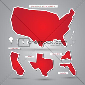 Vector USA maps and elements
