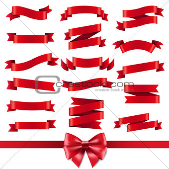 Red Ribbon And Bow Set