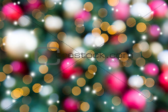 Christmas Holiday Tree Decoration Blurred Bokeh with Sparkles