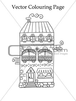 vector colouring page with a house