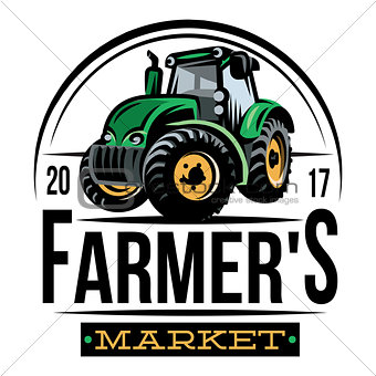 colored vector tractor pattern on farm background