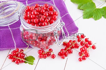 Red currants in a jar