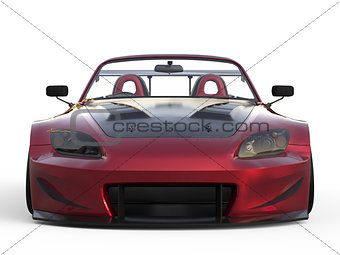 Modern dark red sports convertible. Open car with tuning. 3d rendering.