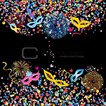 Vector colorful round confetti and fancy mask spike 