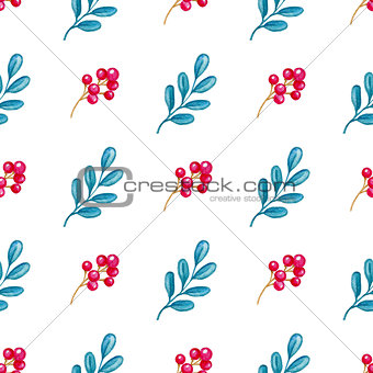 Pattern with branch and red berry