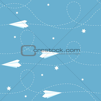 Seamless paper airplane background