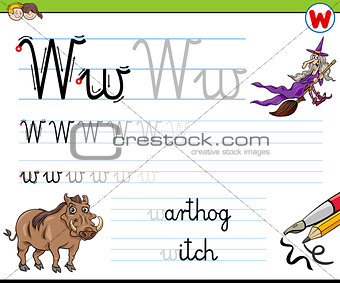 how to write letter W worksheet for kids