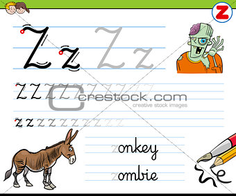 how to write letter Z worksheet for kids