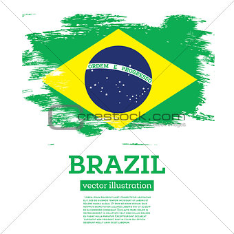 Brazil Flag with Brush Strokes.