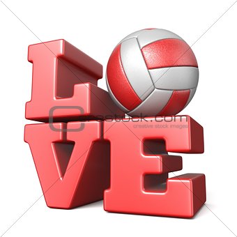 Word LOVE with volley ball 3D