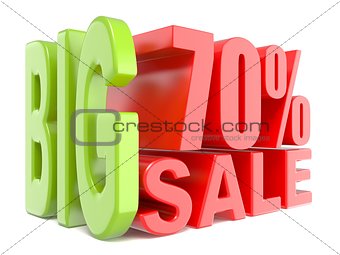 Big sale and percent 70% 3D words sign