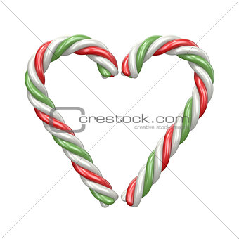 Christmas decoration heart made of candy canes 3D