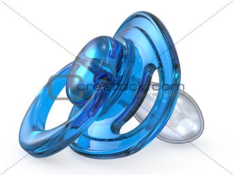 Blue baby pacifier side view 3D