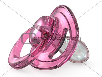 Pink baby pacifier side view 3D