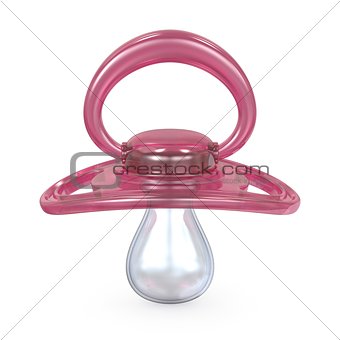 Pink baby pacifier front view 3D