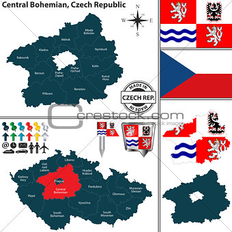 Map of Central Bohemian, Czech Republic