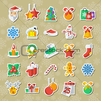 Set of Christmas and New Year icons vector clipart applique