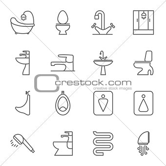 Sanitary engineering flat vector icon set