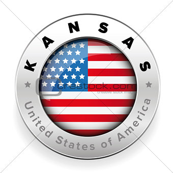 Kansas Usa flag badge button