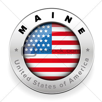 Maine Usa flag badge button