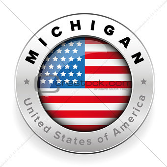 Michigan Usa flag badge button