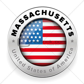 Massachusetts Usa flag badge button