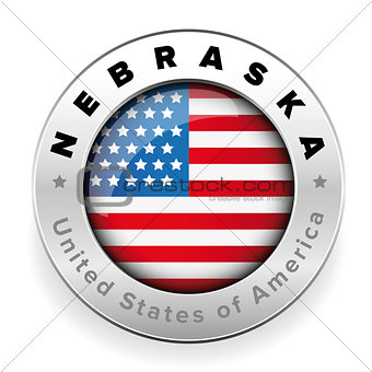 Nebraska Usa flag badge button