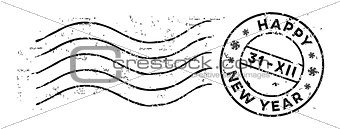 New Year post rubber stamp isolated on white. Vector