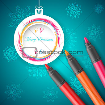 New Year s ball with marker - vector illustration.