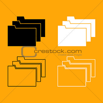 Folders black and white set icon.