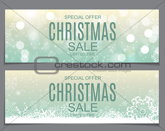 Abstract Vector Illustration Christmas Sale, Special Offer Background with Gift Box and Snow. Winter Hot Discount Card Template