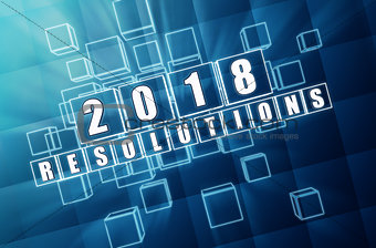 new year 2018 resolutions in blue glass blocks