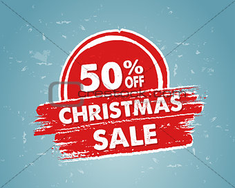 50 percent off christmas sale in red drawn banner